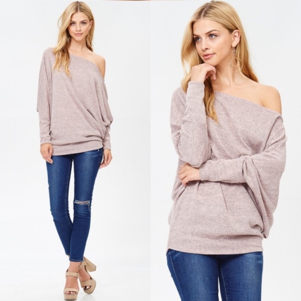 Dolman Sleeve Off Shoulder Top - Picture 3 of 6